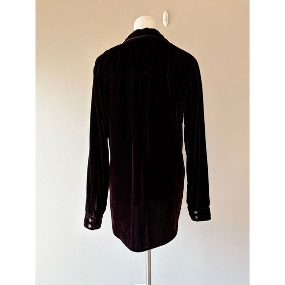 Anthropologie maeve purple velvet button front long sleeve - Picture 4 of 9